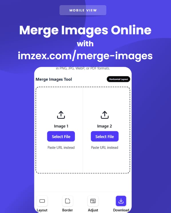 Horizontal merged images with customized borders